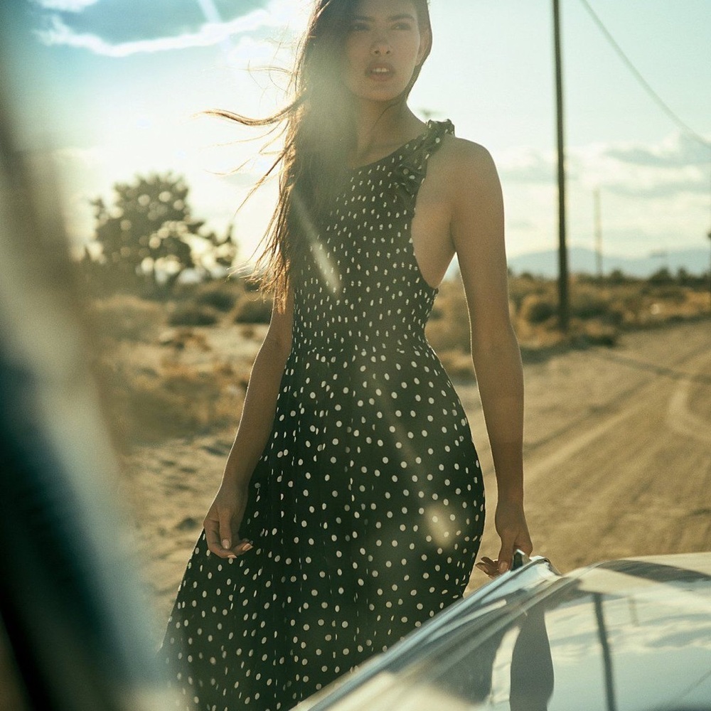 FP Black Chambray Midi Dress